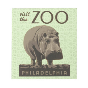 Hippopotamus  hippo zoo poster wpa notitieblok