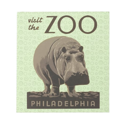 Hippopotamus hippo zoo poster wpa notitieblok (Voorkant)