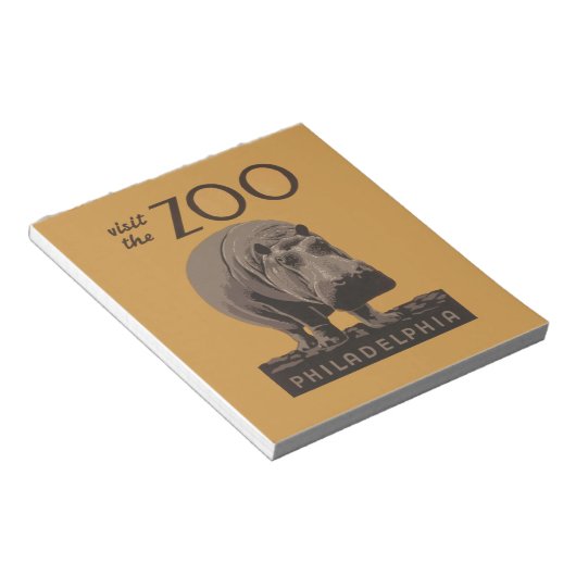 Hippopotamus  hippo zoo poster wpa notitieblok (Schuin)