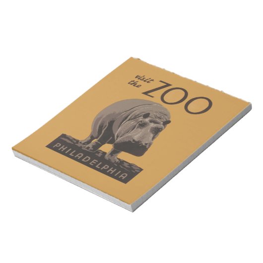 Hippopotamus  hippo zoo poster wpa notitieblok (Linkerzijde)