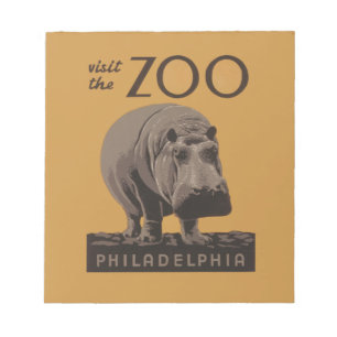 Hippopotamus  hippo zoo poster wpa notitieblok