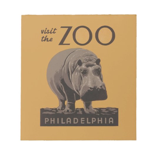 Hippopotamus hippo zoo poster wpa notitieblok (Voorkant)