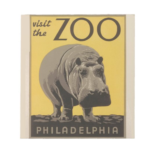 Hippopotamus hippo zoo poster wpa notitieblok (Voorkant)