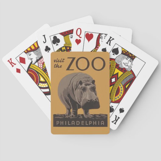 Hippopotamus  hippo zoo poster wpa pokerkaarten (Achterkant)