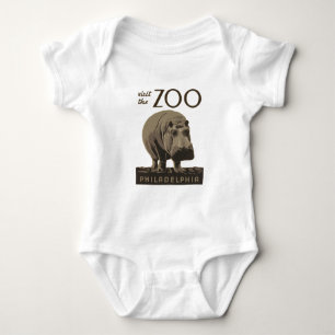 Hippopotamus  hippo zoo poster wpa romper