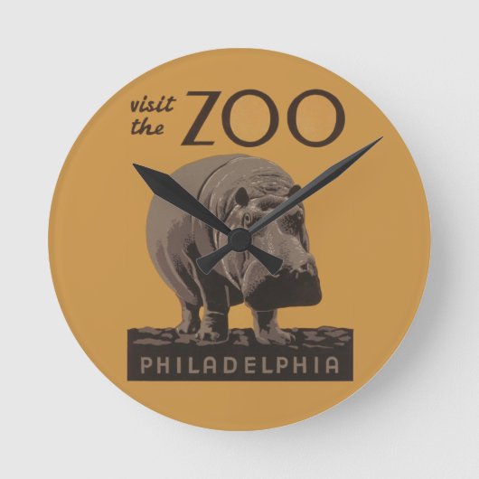 Hippopotamus hippo zoo poster wpa ronde klok (Voorkant)