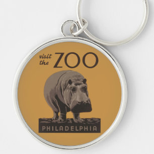 Hippopotamus  hippo zoo poster wpa sleutelhanger