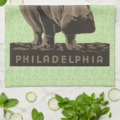 Hippopotamus  hippo zoo poster wpa theedoek (Gevouwen)