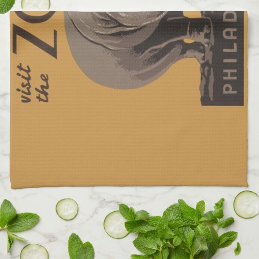 Hippopotamus hippo zoo poster wpa theedoek (Gevouwen)