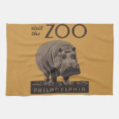 Hippopotamus hippo zoo poster wpa theedoek (Horizontaal)
