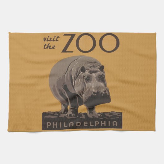 Hippopotamus hippo zoo poster wpa theedoek (Horizontaal)