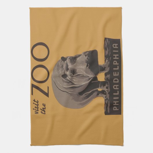 Hippopotamus hippo zoo poster wpa theedoek (Verticaal)