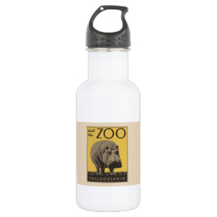 Hippopotamus  hippo zoo poster wpa waterfles 