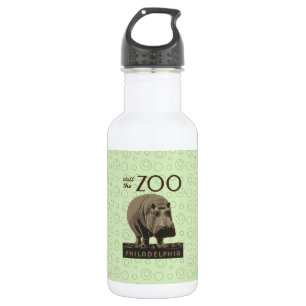 Hippopotamus  hippo zoo poster wpa waterfles 