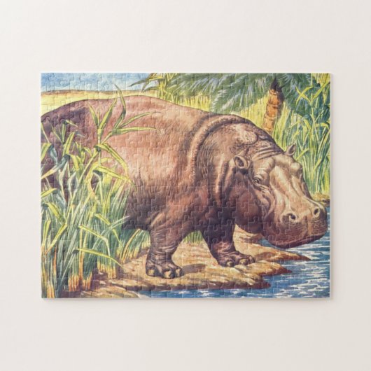 Hippopotamus Illustratie  Kinderboek Legpuzzel (Horizontaal)