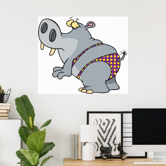 Hippopotamus in een Bikini Poster (Thuiskantoor)