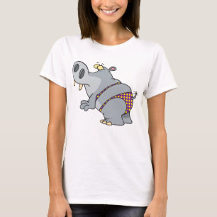 Hippopotamus in een Bikini T-shirt