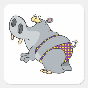 Hippopotamus in een Bikini Vierkante Sticker