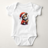 Hippopotamus Kerstmis Baby's Kerstmis Romper (Voorkant)