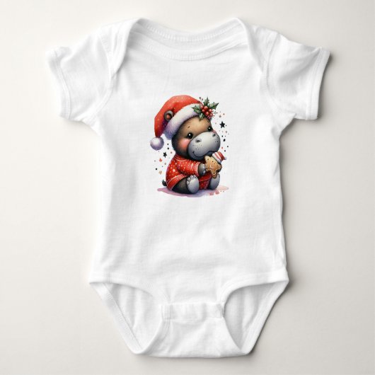 Hippopotamus Kerstmis Baby's Kerstmis Romper (Voorkant)
