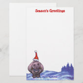 Hippopotamus Kerstmis Briefpapier (Voorkant / Achterkant)