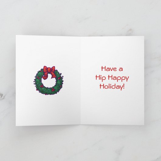 Hippopotamus Kerstmis Feestdagen Kaart (Binnen)