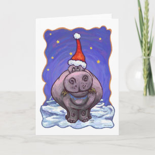 Hippopotamus Kerstmis Feestdagen Kaart