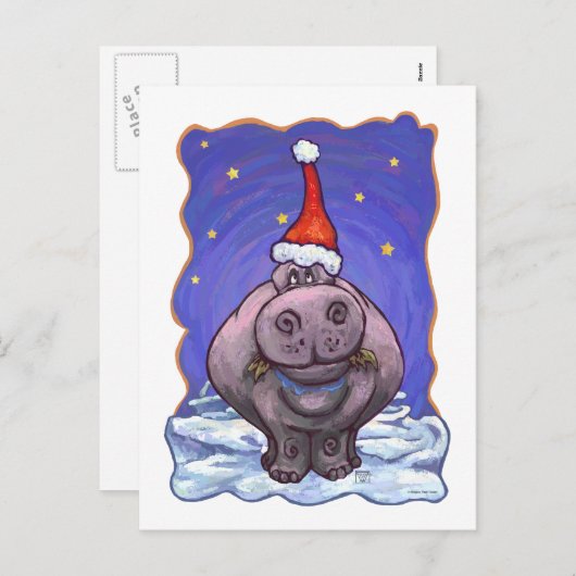 Hippopotamus Kerstmis Feestdagenkaart (Voorkant / Achterkant)