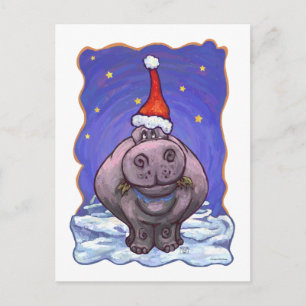Hippopotamus Kerstmis Feestdagenkaart