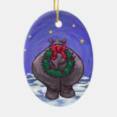 Hippopotamus Kerstmis Keramisch Ornament (Achterkant)