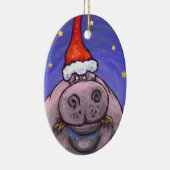 Hippopotamus Kerstmis Keramisch Ornament (Rechts)
