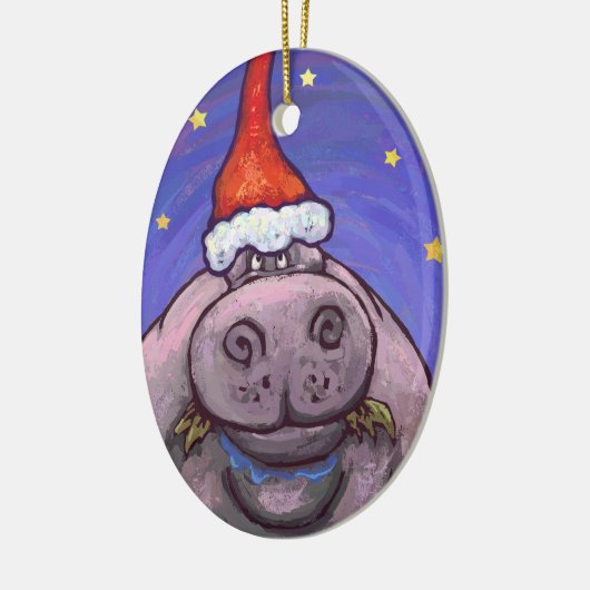 Hippopotamus Kerstmis Keramisch Ornament (Links)