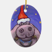 Hippopotamus Kerstmis Keramisch Ornament (Voorkant)