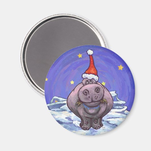 Hippopotamus Kerstmis Magneet (Voorkant / Achterkant)