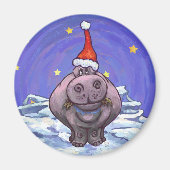 Hippopotamus Kerstmis Magneet (Voorkant)