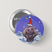 Hippopotamus Kerstmis Ronde Button 5,7 Cm (Voorkant /achterkant)