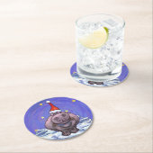 Hippopotamus Kerstmis Ronde Kartonnen Onderzetter (Insitu)