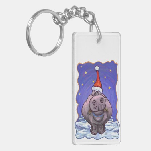 Hippopotamus Kerstmis Sleutelhanger (Voorkant Links)