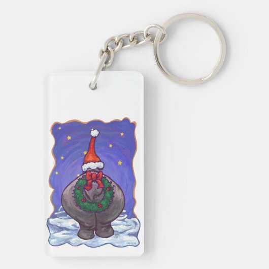 Hippopotamus Kerstmis Sleutelhanger (achterkant)