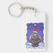 Hippopotamus Kerstmis Sleutelhanger (Voorkant)