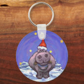 Hippopotamus Kerstmis Sleutelhanger (Voorkant)