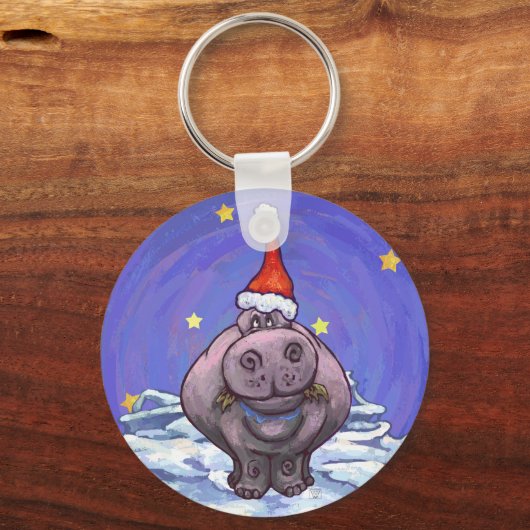 Hippopotamus Kerstmis Sleutelhanger (Voorkant)