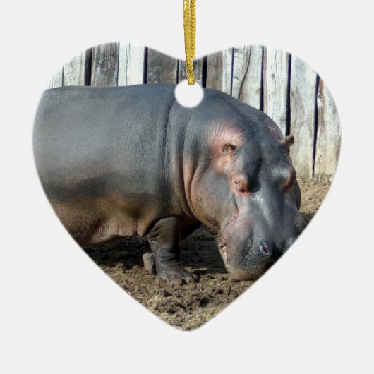 Hippopotamus kerstornament keramisch ornament (Voorkant)