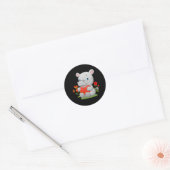 hippopotamus met hartballon ronde sticker (Envelop)