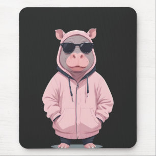 Hippopotamus met hoodie Funny Cool Animal Pop Muismat