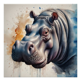 Hippopotamus nr. 2 Glanzend Poster