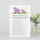 Hippopotamus Nursery Rhyme Quiz baby shower game (Staand voorkant)