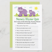 Hippopotamus Nursery Rhyme Quiz baby shower game (Voorkant / Achterkant)