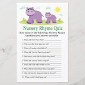 Hippopotamus Nursery Rhyme Quiz baby shower game (Voorkant)