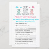 Hippopotamus Nursery Rhyme Quiz baby shower spel (Voorkant / Achterkant)
